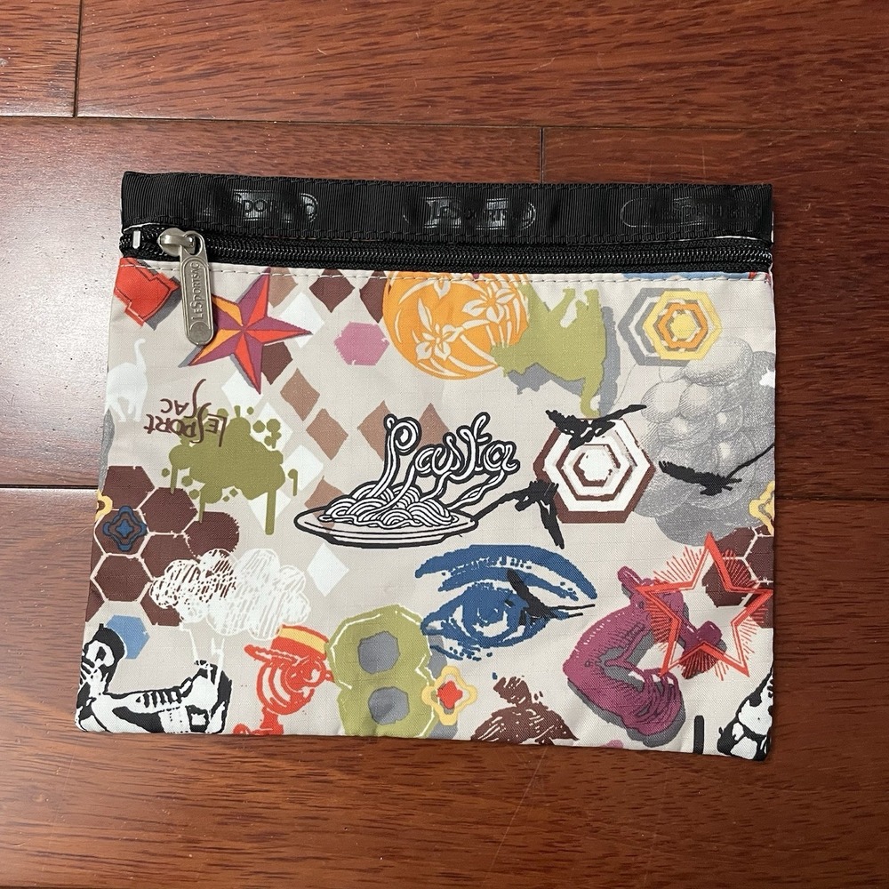 LeSportsac‎ 2008 Dash Print Cosmetic Pouch Makeup Bag Purse Art Limited Ed B33